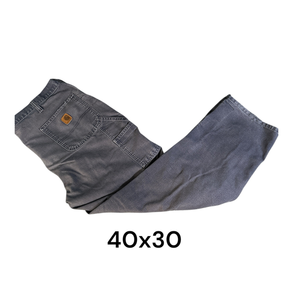Carhartt Dungaree Fit Distressed Men’s Gray Carpenter Pants 40x30 - Picture 1 of 8